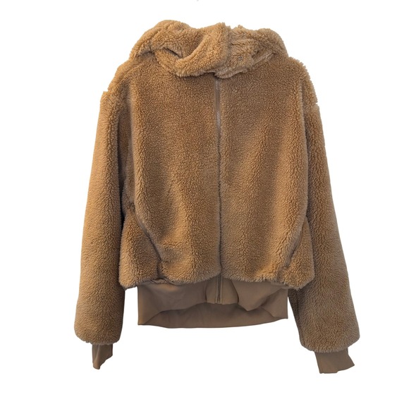 ALO Yoga Jackets & Blazers - Alo Yoga Foxy Sherpa‎ Hooded Jacket Camel Teddy Fleece Women's L